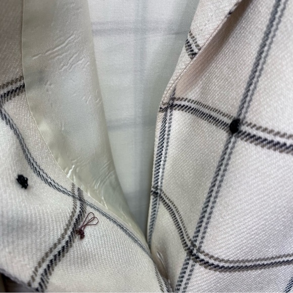 Vintage Yellow Academia Longline Wool Plaid Windowpane Blazer Classic - Picture 14 of 16